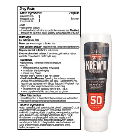 Krewd By Ergodyne SPF 50 Sunscreen Lotion, 8 oz., PK12 6351-12PK